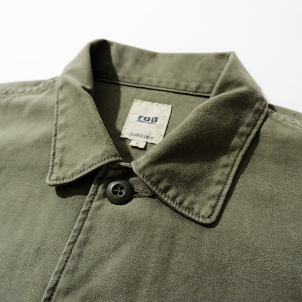 Olive Cotton Fatigue Shirt Jacket