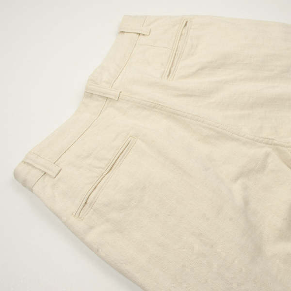 Ecru Herringbone Cotton Trouser