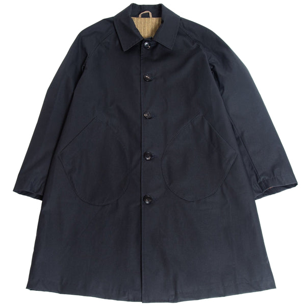 Navy Groove Patch Pocket Water Resistant Trench Coat