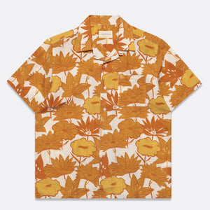 HONEY GOLD SELLECK FLORAL COLLAGE PRINT S/S SHIRT