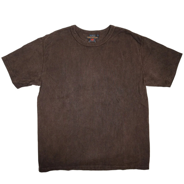 Amami Mud Dyed Brown 8198 Loopwheel Cotton Crewneck T-shirt