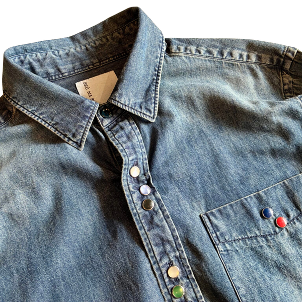 Indigo Happy Remake Remake Cotton Chambray Shirt