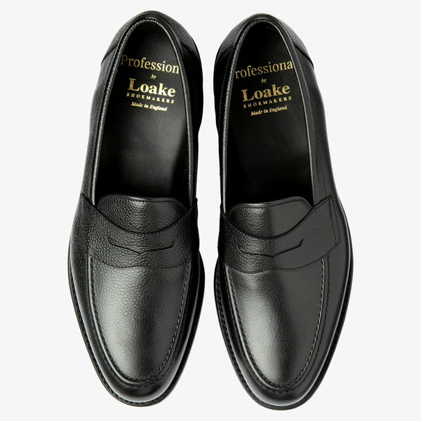 Black Grain Imperial  Leather Penny Loafers