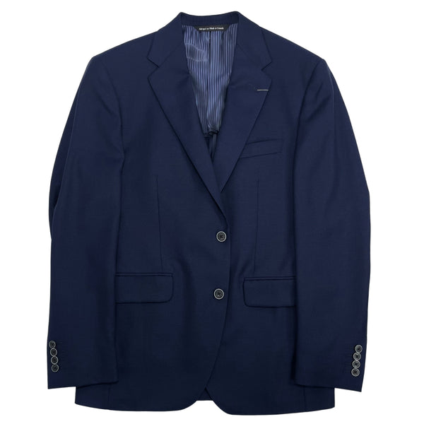 Blue Two Button Wool Canvas Sport Jacket