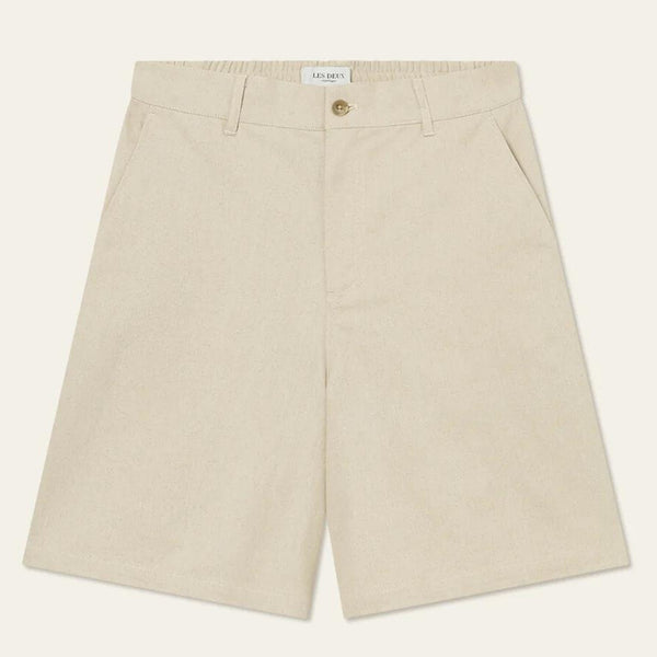 Ivory Johnny Casual Slub Cotton Linen Twill Shorts