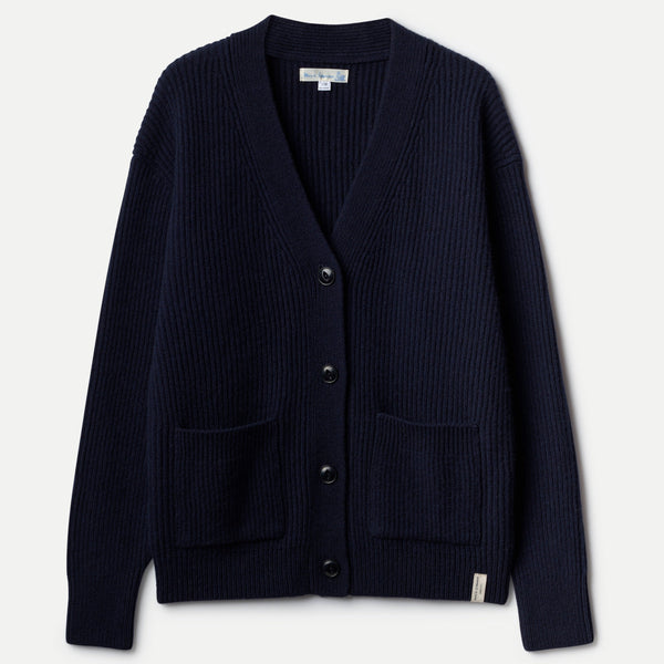 Dark Navy Wool Cashmere Cardigan