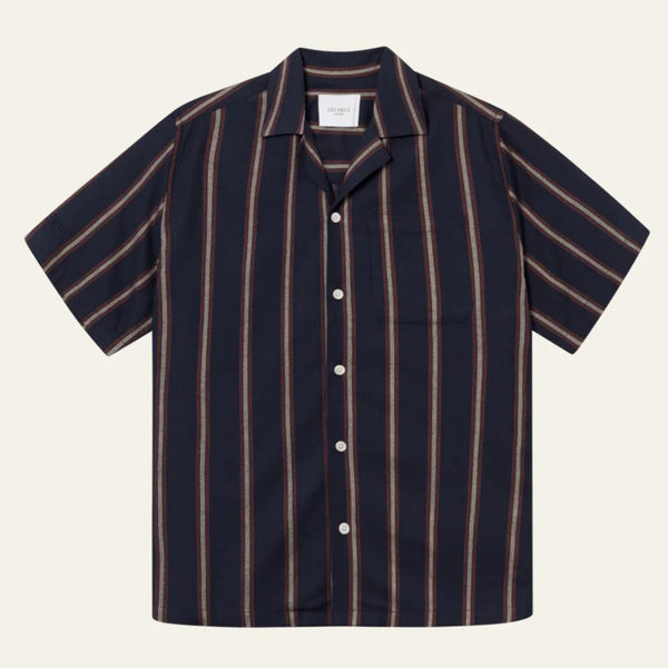 Dark Navy Lawson Stripe Camp Collar Shirt