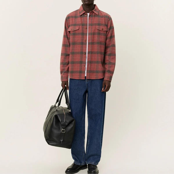 Brick and Coffee Lennon Flannel Check Overshirt