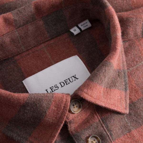 Brick and Coffee Lennon Flannel Check Overshirt