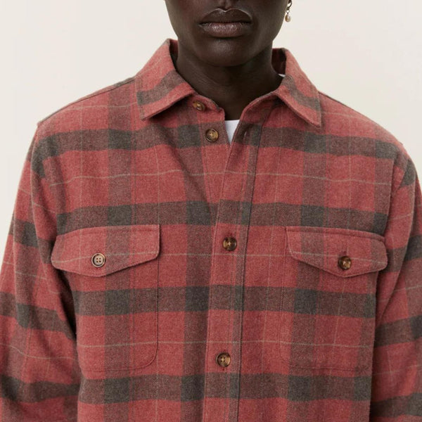 Brick and Coffee Lennon Flannel Check Overshirt