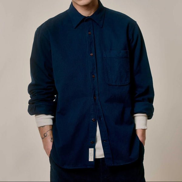 Night Blue Broken Twill Cotton LS Shirt