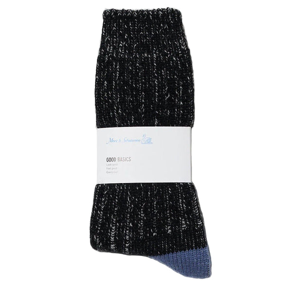 Deep Black/Nature Sturdy Merino Wool Melange Socks