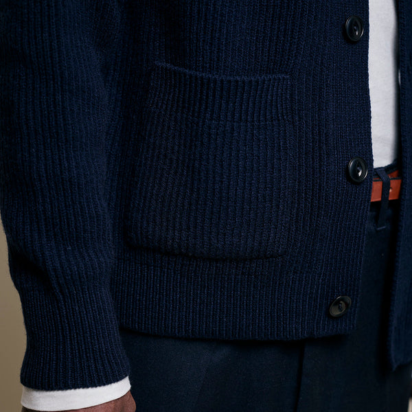 Dark Navy Wool Cashmere Cardigan