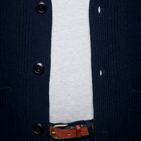 Dark Navy Wool Cashmere Cardigan