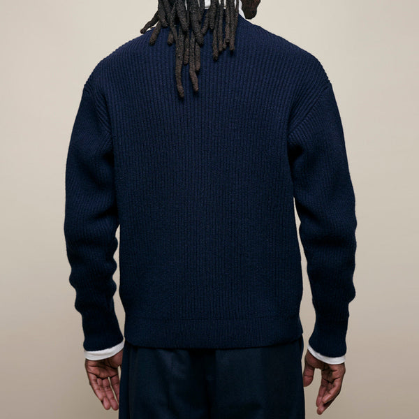 Dark Navy Wool Cashmere Cardigan
