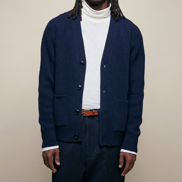 Dark Navy Wool Cashmere Cardigan