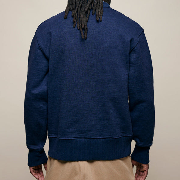Dark Navy Textured Heavyweight Rugged Fleece Cotton Sweatshirt