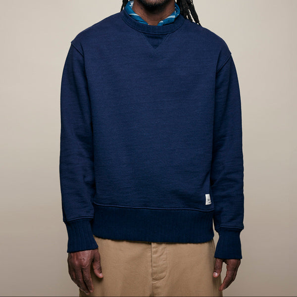 Dark Navy Textured Heavyweight Rugged Fleece Cotton Sweatshirt