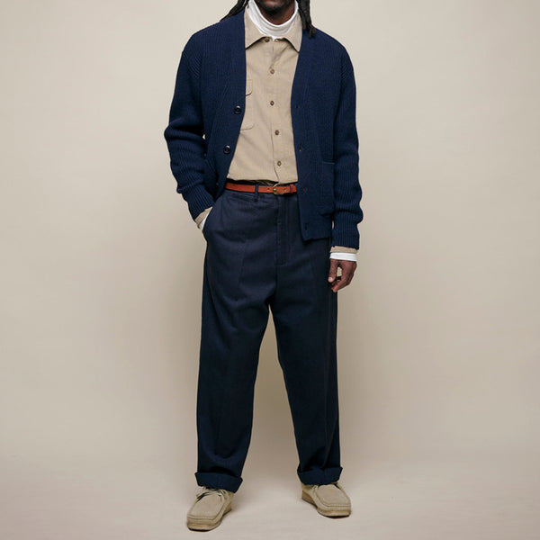 Dark Navy Wool Cashmere Cardigan