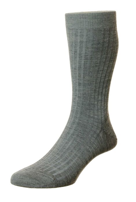 Mid Grey Mix Finchley Hybrid City Cotton & Wool Blend Socks