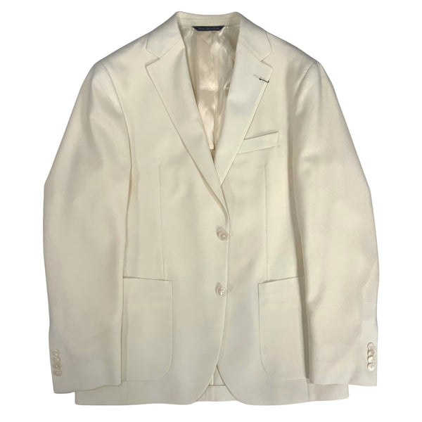 Cream Two Button Wool Canvas Sport Jacket