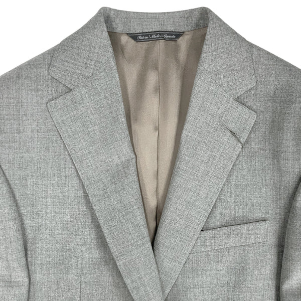 Light Grey Melange Two Button Wool Suit