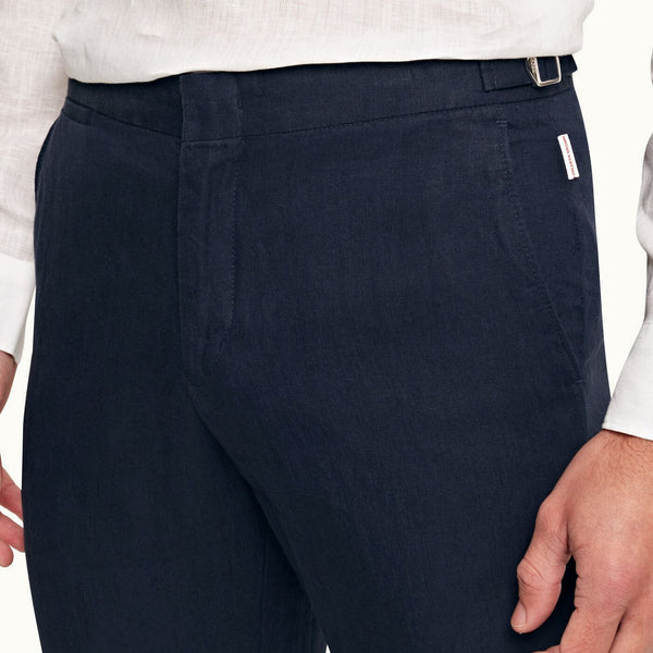 Navy Griffon Tailored Fit Linen Trousers