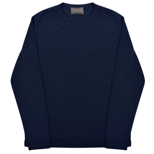 Navy Fine Knit Crewneck Sweater