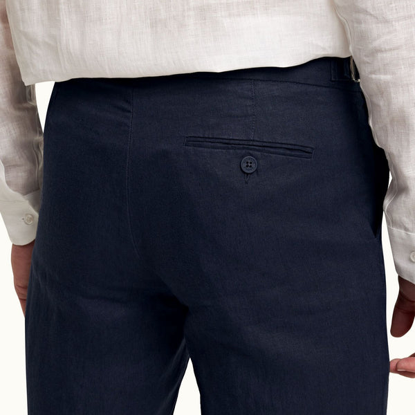 Navy Griffon Tailored Fit Linen Trousers