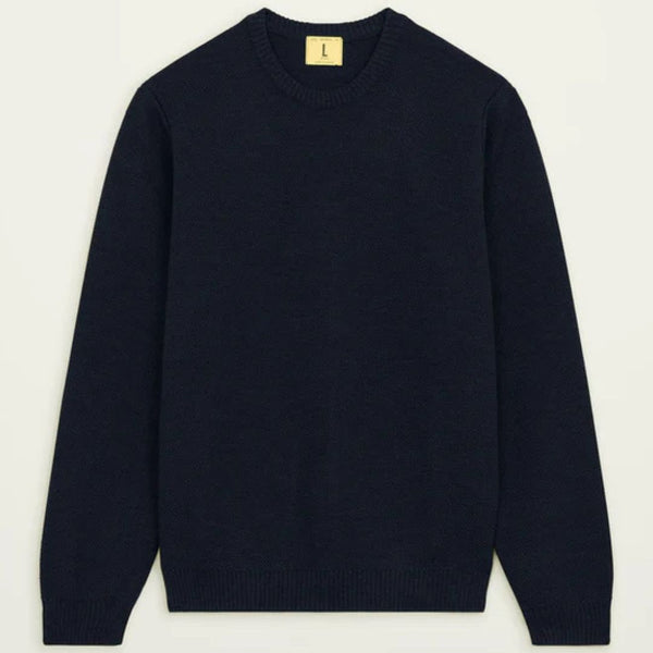 Navy Youri Merino Wool Crewneck Sweater
