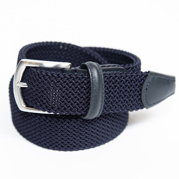 Navy 3.5 cm Braided Stretch Belt