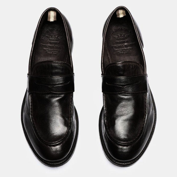 Nero Arc Leather Penny Loafers