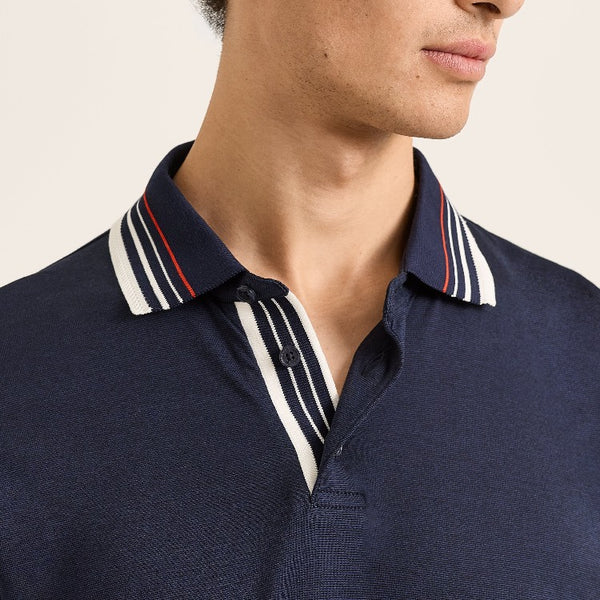 Night Iris Dominic Doppio Cotton Blend Jersey Polo