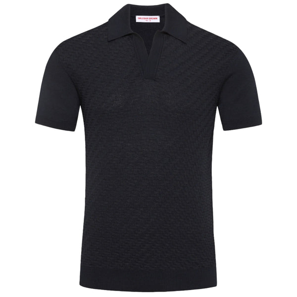 Night Iris Horton 2-Tone Jacquard Silk Polo