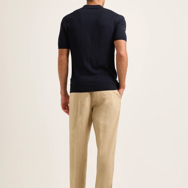 Night Iris Horton 2-Tone Jacquard Silk Polo