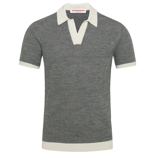 Tonic Blue/White Sand Horton Contrast Merino Polo