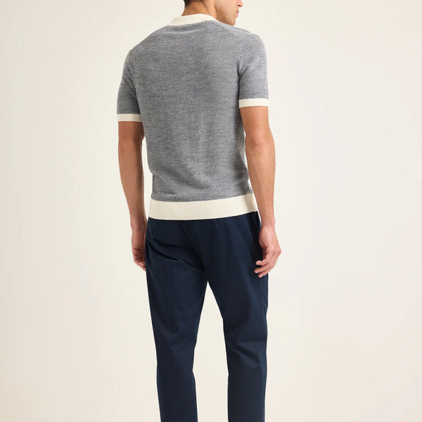Tonic Blue/White Sand Horton Contrast Merino Polo