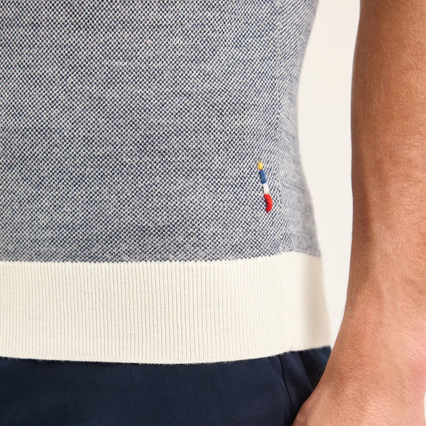 Tonic Blue/White Sand Horton Contrast Merino Polo