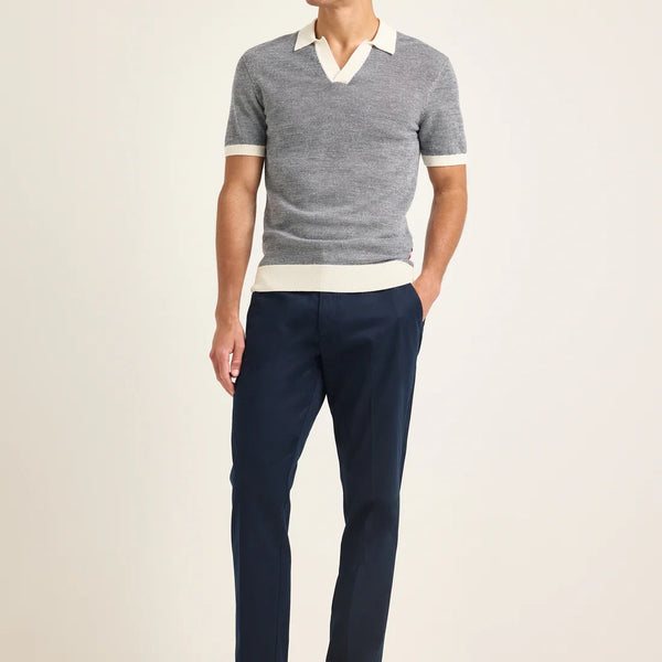 Tonic Blue/White Sand Horton Contrast Merino Polo