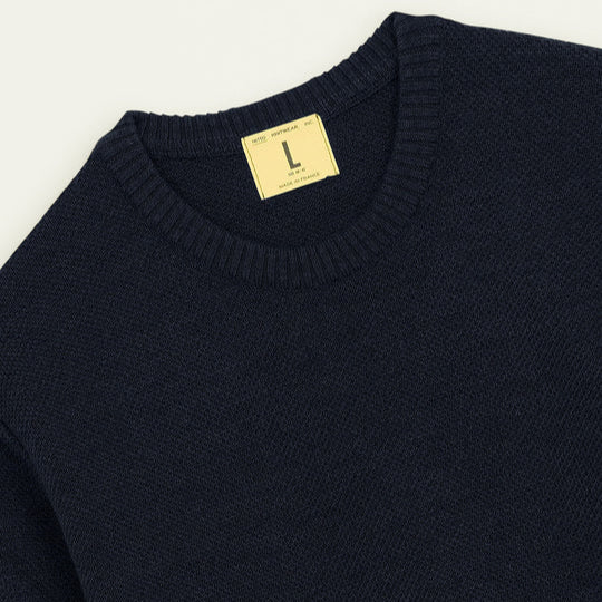 Navy Youri Merino Wool Crewneck Sweater