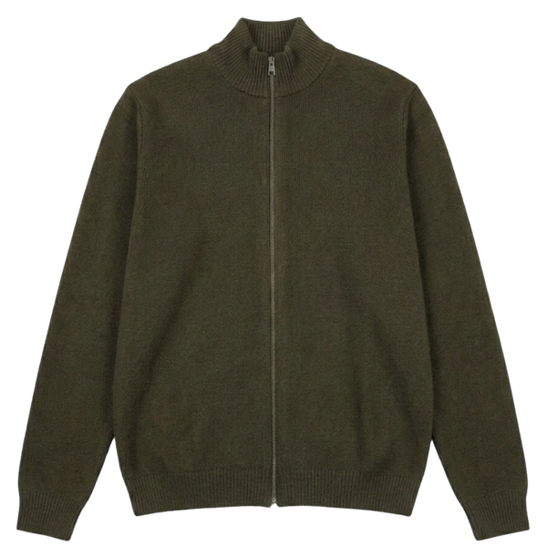 Kaki Youri Merino Wool Zip Jumper