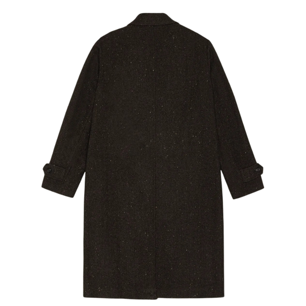 Mole Brown Herringbone Wool Nep Coat