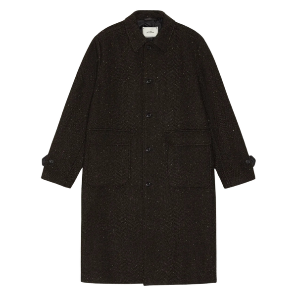 Mole Brown Herringbone Wool Nep Coat