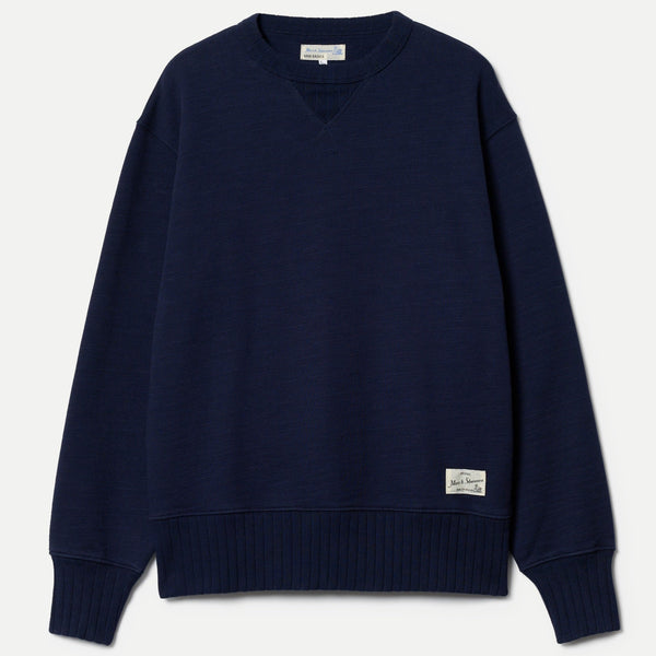 Dark Navy Textured Heavyweight Rugged Fleece Cotton Sweatshirt