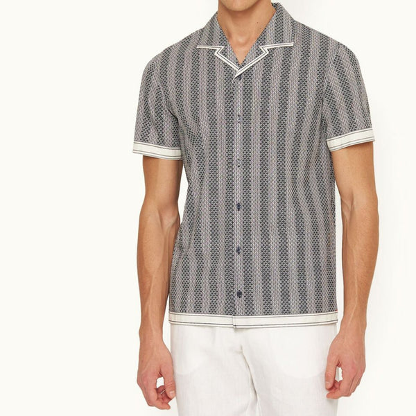 Rills Print Hibbert Classic Fit Capri Collar Cotton Shirt