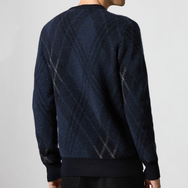 Blue Nero Argyle Jacquard Crewneck Sweater