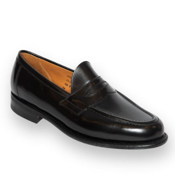 Black Calf Leather Clive Penny Loafers