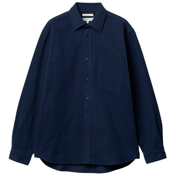 Night Blue Broken Twill Cotton LS Shirt