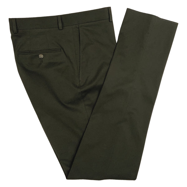 Olive Cotton Twill Stretch Trouser