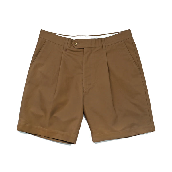 Clay Cotton Sateen Pleated Shorts